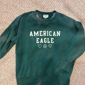 American Eagle Outfitters Dark Green Crewneck Sweatshirt with Front Logo